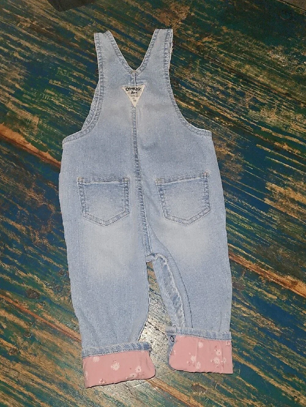 OshKosh B'gosh Light Blue Denim Overalls with Pink Lining